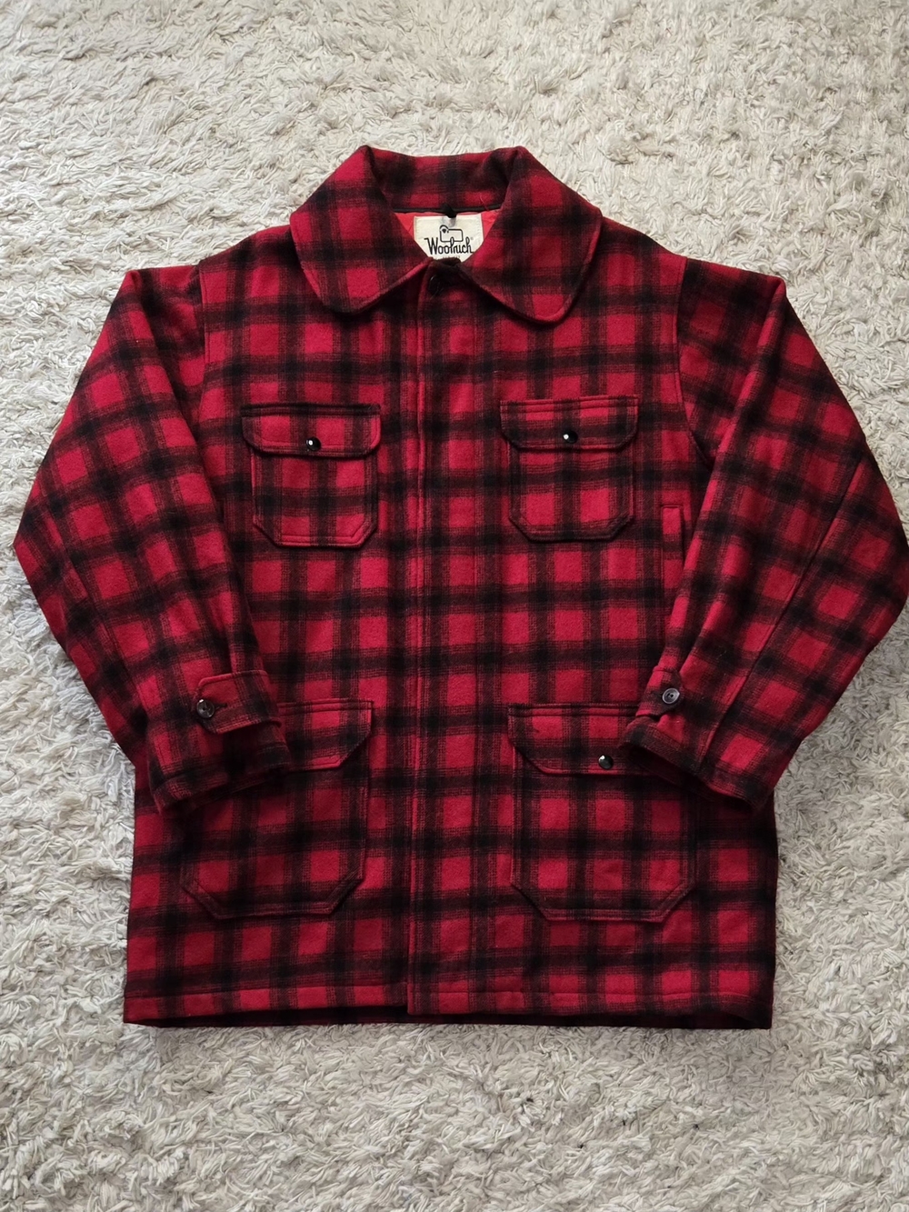 VTG 60s Woolrich Deadstock Buffalo Plaid Lined Coat Rare 46 XL